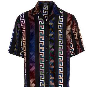 versace greca neon print silk shirt|VERSACE US .